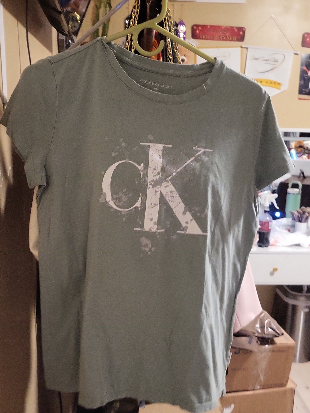 Calvin Klein Jeans Womens Sage Green CK Logo Tee